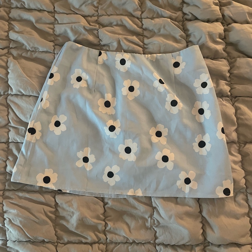 Princess Polly Light Blue Floral Mini Skirt